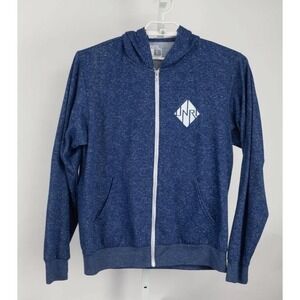 UNRL Hoodie Mens Large Blue Full Zip Polyester Logo Sweatshirt Lightweight